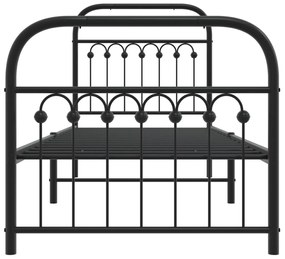 Estrutura de cama com cabeceira e pés 80x200 cm metal preto