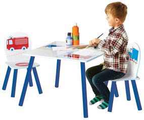 Conjunto Infantil de Mesa e Cadeiras Desenhos de Carros AZUL
