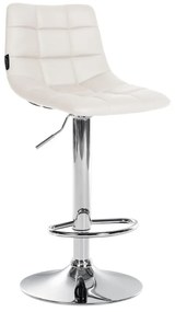 Banco de bar Jerry em couro sintético com estrutura cromada 87-108,5 x 43 x 46,5 cm Branco