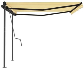 Toldo retrátil manual com postes 4x3 m amarelo e branco