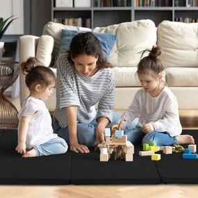 Tapete de ginástica dobrável antiderrapante de chão macio dobrável para exercícios de ioga em casa 240 x116 x 5 cm Preto