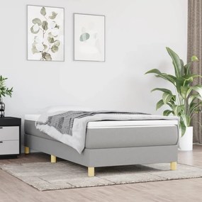 Estrutura de cama com molas 100x200 cm tecido cinza-claro