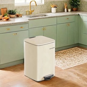 Caixote do lixo 34,1 x 28,6 x 54,5 cm de 20 litros em aço bege areia