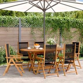 vidaXL Cadeiras jardim reclináveis 6pcs madeira de acácia maciça preto