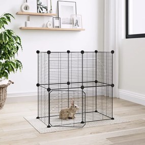 vidaXL Gaiola p/ animais de 12 painéis c/porta 35x35 cm aço preto