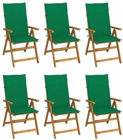 vidaXL Cadeiras de jardim dobráveis c/ almofadões 6 pcs acácia maciça