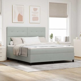 Cama Box com Colchão vidaXL Cinza Claro Super King Veludo