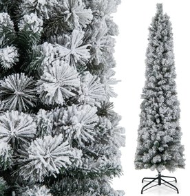 Árvore de Natal de 180 cm com lápis de neve e 150 luzes brancas quentes 373 pontas de ramos Agulhas de pinheiro Branco e verde
