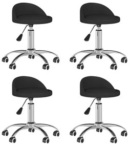 vidaXL Cadeiras de jantar giratórias 4 pcs couro artificial preto