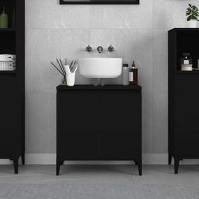vidaXL Móvel para lavatório 58x33x60 cm derivados de madeira preto
