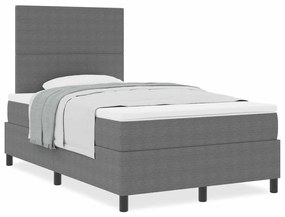 Cama Box Spring com Colchão Cinza Claro 120x200 cm Tecido de Corduroy