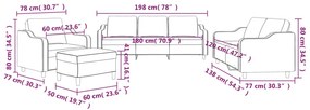 4 pcs conjunto de sofás com almofadões tecido cinza-acastanhado