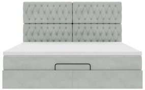 Estrutura cama otomana colchões 160x200cm veludo cinzento claro