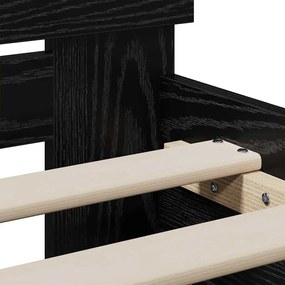 Estrutura de Cama com Cabeceira Carvalho Preto 90x200 cm Madeira de En