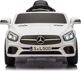 Carro elétrico para crianças até aos 5 anos Mercedes SL500, 12V com bateria de lítio, pneus borracha, controlo remoto Branco