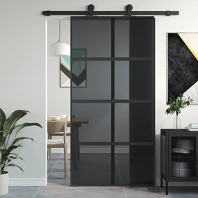 vidaXL Porta deslizante 102,5x205 cm vidro temperado e alumínio preto