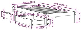 Cama sem colchão 90x200 cm pinho maciço castanho-mel