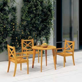 Cadeiras de jantar de exterior 3 pcs madeira de acácia maciça