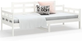 Sofá-cama 90x200 cm madeira de pinho maciça branco