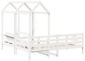 Conj. sofá-cama e banco c/ telhado 90x190cm pinho maciço branco