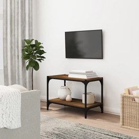 vidaXL Móvel de TV 60x33x41 cm derivados madeira/aço carvalho castanho