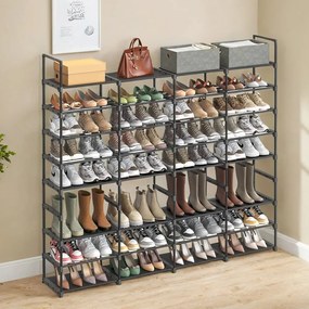 Sapateira com 8 níveis para sapatos 29,5 x 171,1 x 157,6 cm preto