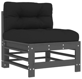 5pcs conjunto lounge jardim com almofadões madeira maciça cinza