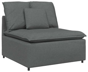 Sofá modular com almofadas tecido cinzento-escuro