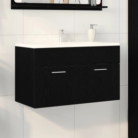 Gabinete de Pia de Banheiro vidaXL Carvalhos Pretos 90x38,5x46 cm Made