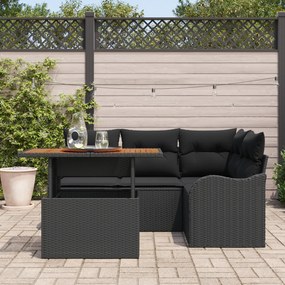 Conjunto de Sofás de Jardim vidaXL de 5 Peças com Almofadas de Ratan P