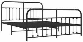 Estrutura de cama com cabeceira e pés 183x213 cm metal preto