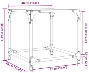 Mesa de centro c/ topo em vidro transparente 40x40x40 cm aço