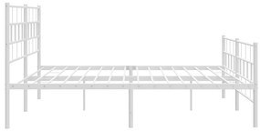 Estrutura de cama com cabeceira e pés 200x200 cm metal branco