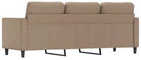 Sofá de 3 lugares 180 cm couro artificial cor cappuccino