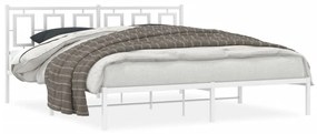vidaXL Estrutura de cama com cabeceira 180x200 cm metal branco
