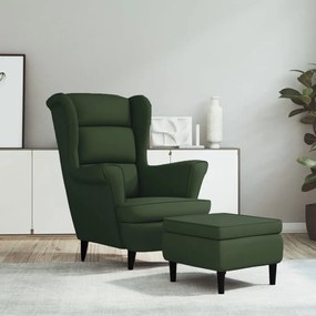 vidaXL Poltrona de descanso com banco veludo verde-escuro