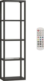HOMCOM Luminária RGB com Prateleiras de Vidro, Luminária de Pé LED de 4 Níveis com Controlo Remoto, Sincronização com Música, Preto | Aosom Portugal