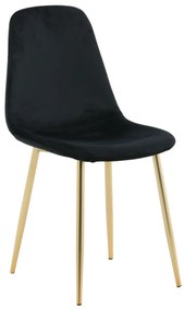 Cadeiras de jantar Polar 2 pcs veludo preto e latão