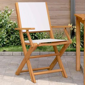 vidaXL Cadeiras jardim 2 pcs madeira acácia maciça/tecido branco nata