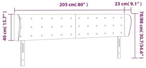 Cabeceira cama abas tecido 203x23x78/88 cm cinzento-acastanhado