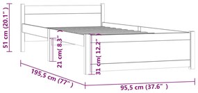 Estrutura de cama solteiro 90x190 cm madeira maciça branco