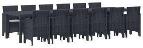vidaXL Conjunto de Jantar para Jardim 13 pcs Antracite Rattan Polt