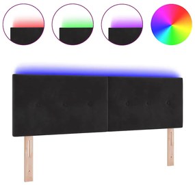 Cabeceira LED Estofada Preta 72 cm Veludo