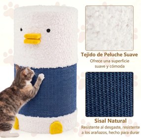 Casa-árvore para gatos de 2 andares em forma de patinho 35 x 66 cm (Diâmetro x AL), tapete de sisal para arranhar, caverna escondida, barril, brinqued
