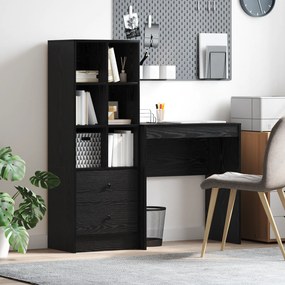 Mesa vidaXL com armazenamento Carvalho Preto Madeira engenheirada, Mes