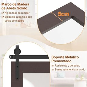 Espelho decorativo retangular 100 x 66 cm  com moldura em madeira de abeto e vidro de alta definição para casa de banho ou quarto Cor Nogueira