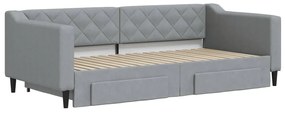 Sofá-cama c/ gavetão e gavetas 90x190 cm tecido cinzento-claro
