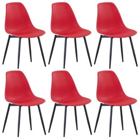 vidaXL Cadeiras de jantar 6 pcs PP vermelho