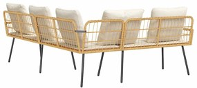 Sofá em L vidaXL Natural 231x173x78 cm de Rattan Sintético
