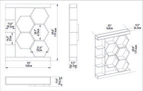 Estante Sueno – Branco/Nogueira – 140x29,6x177,4 cm